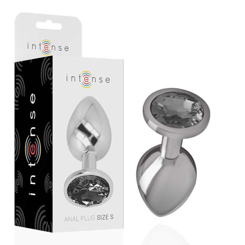 Small Aluminum Anal Plug with Black Gem