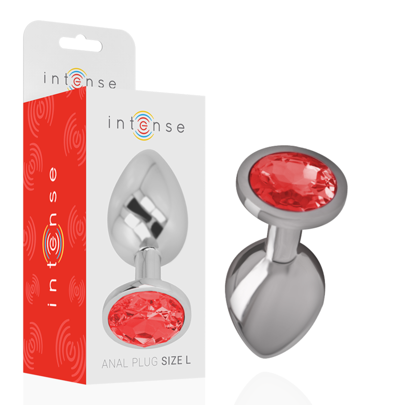 Aluminum Anal Plug with Red Crystal - Large