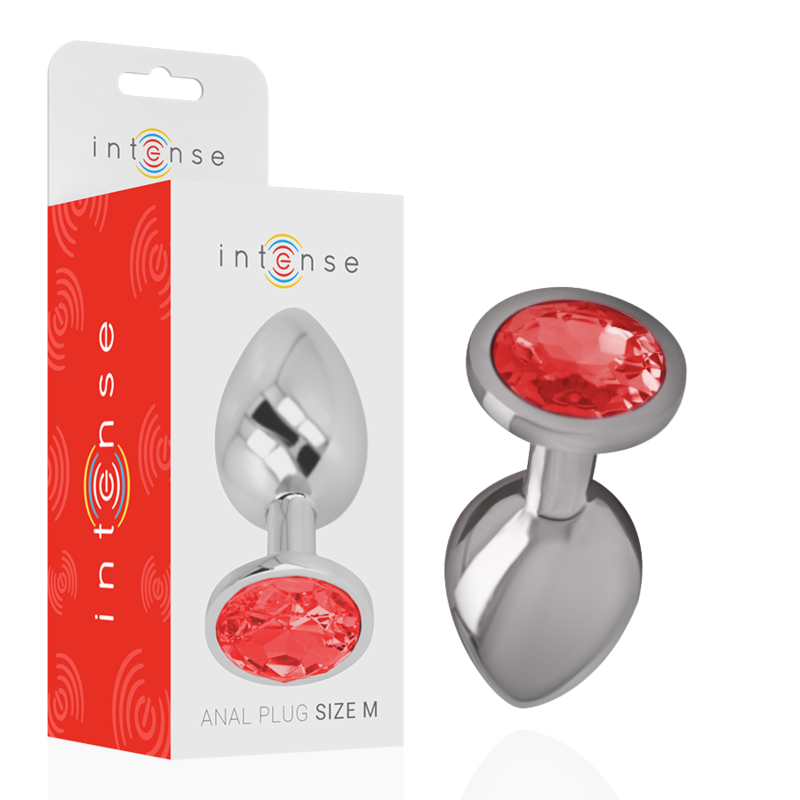 Medium Metal Anal Plug with Red Crystal