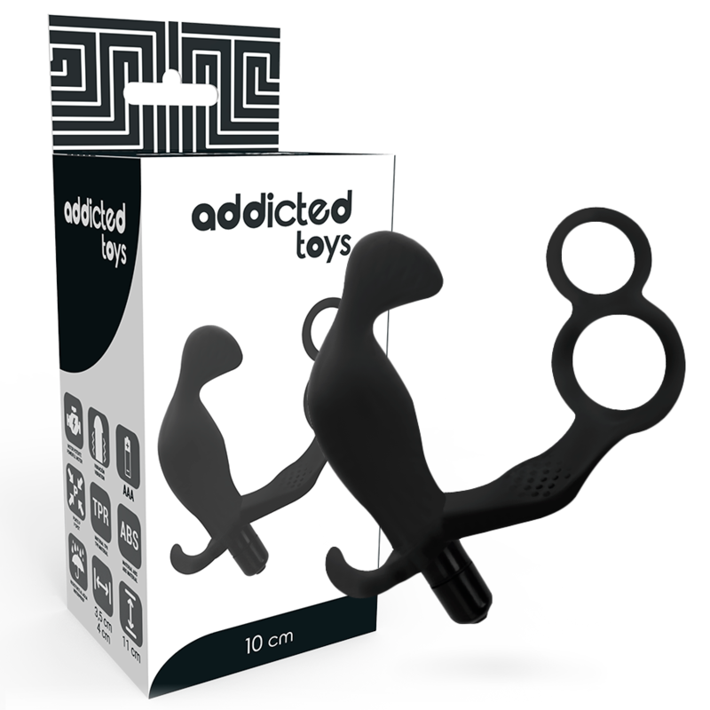 Anillo de Pene Doble con Plug Anal Negro