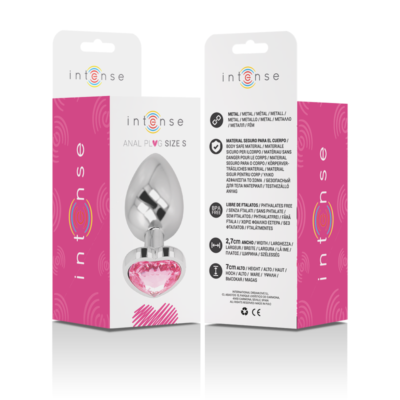Heart-Shaped Metal Anal Plug - Pink (Small)
