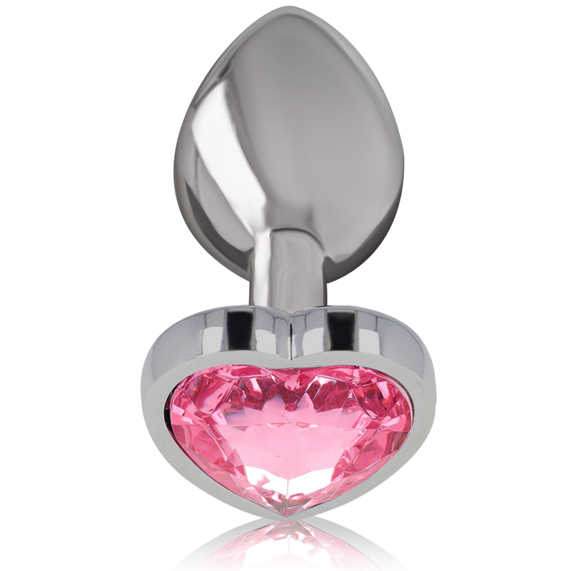 Heart-Shaped Metal Anal Plug - Pink (Small)