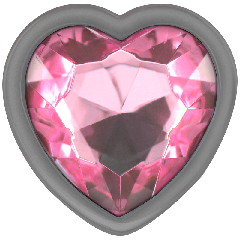 Metal Heart Anal Plug - Medium Pink