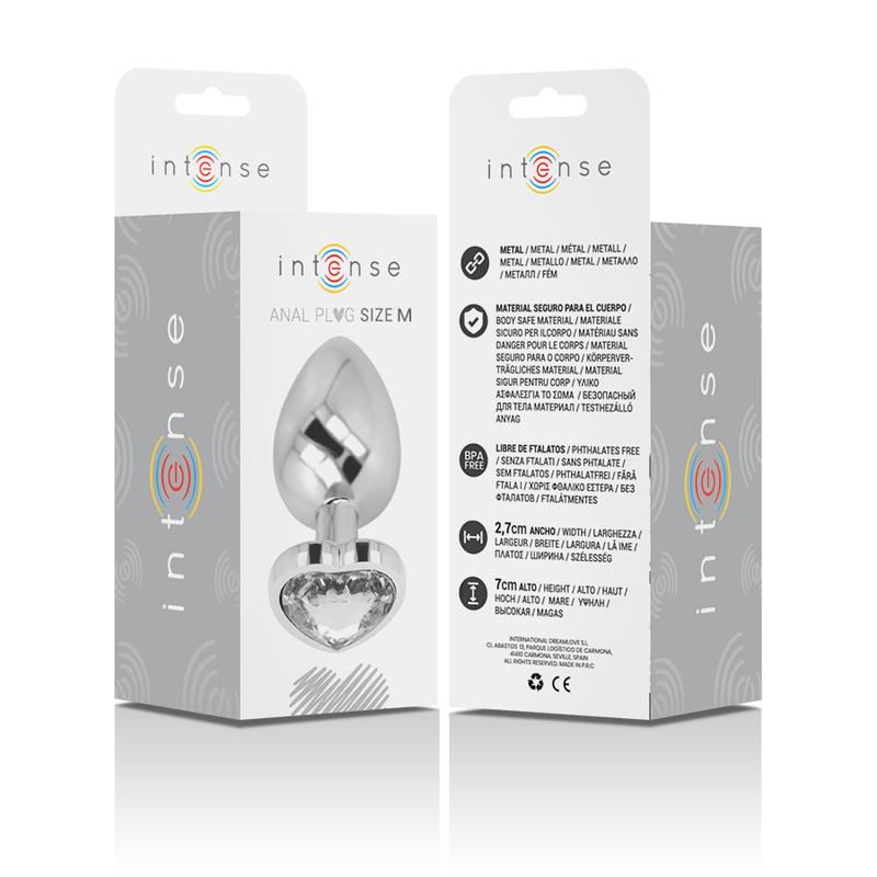 Plug Anal de Aluminio con Corazón Blanco - Talla M
