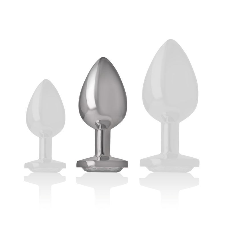 Plug Anal de Aluminio con Corazón Blanco - Talla M