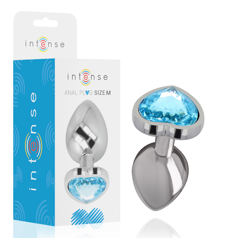 Metal Heart Anal Plug - Medium Blue