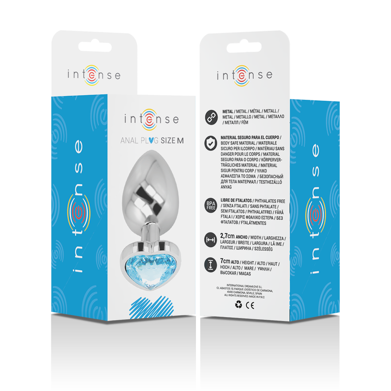 Metal Heart Anal Plug - Medium Blue