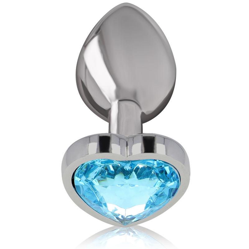 Metal Heart Anal Plug - Medium Blue