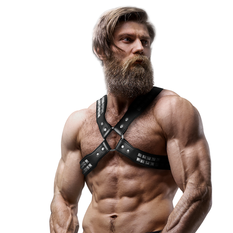 Studded Eco-Leather Men's Chest Harness