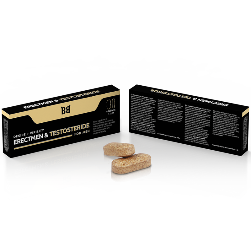 Píldoras para Mejora Masculina Erectmen & Testosteride, Paquete de 4