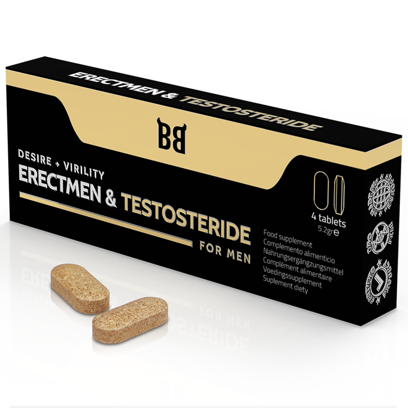 Píldoras para Mejora Masculina Erectmen & Testosteride, Paquete de 4