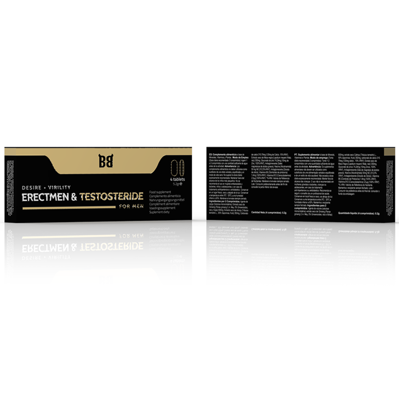 Píldoras para Mejora Masculina Erectmen & Testosteride, Paquete de 4