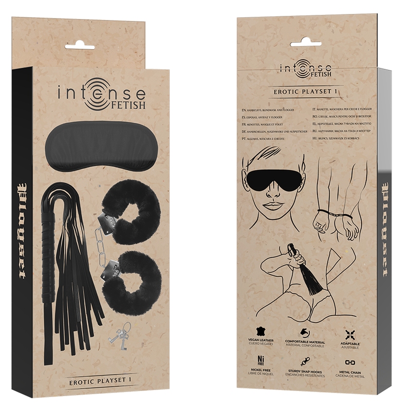 Set de Bondage con Esposas y Fusta