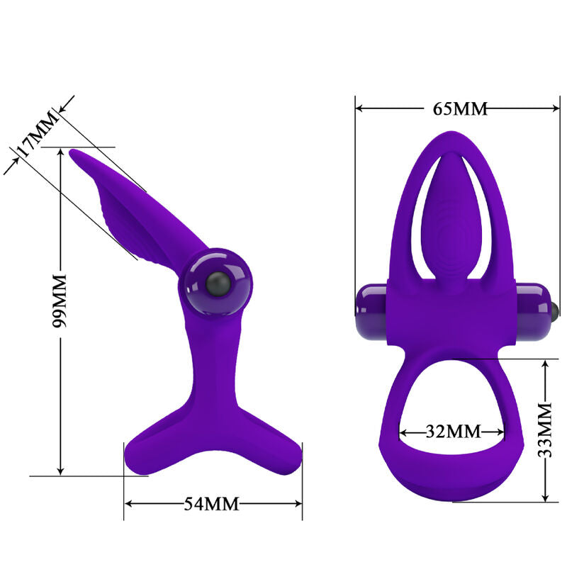 Anillo Vibrador de Silicona Violeta con 10 Modos