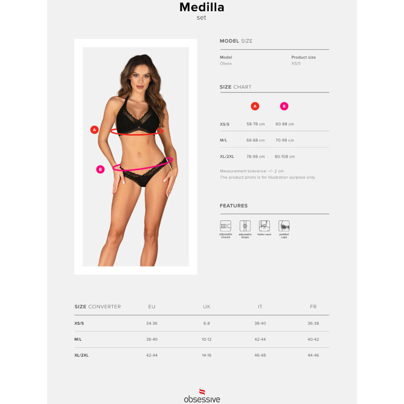 Conjunto de Lencería de Dos Piezas Medilla XS/S