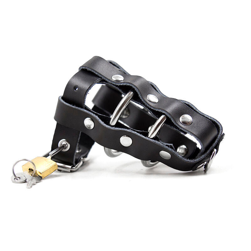 Funda de Cuero con Candado y Anillos Metálicos