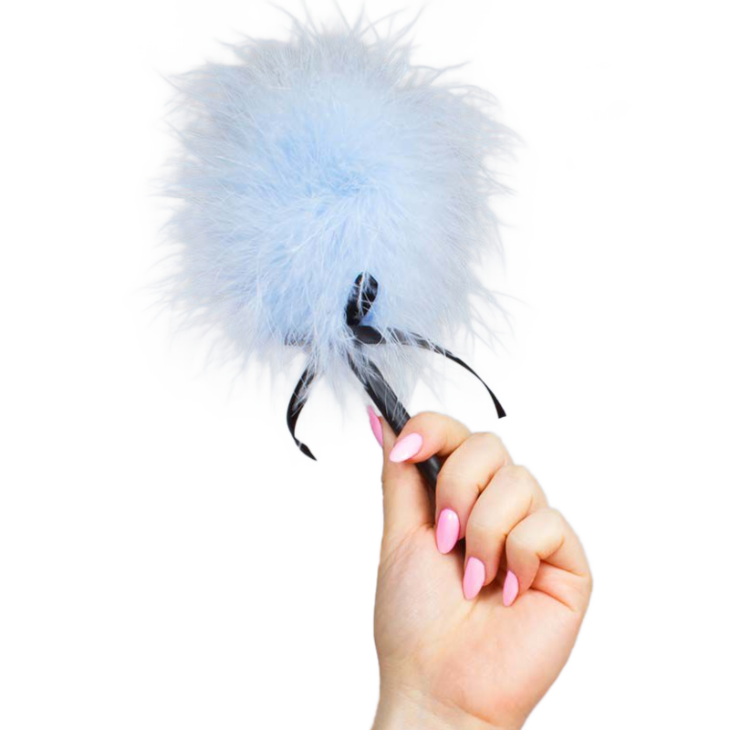 Light Blue Marabou Feather Bondage Duster