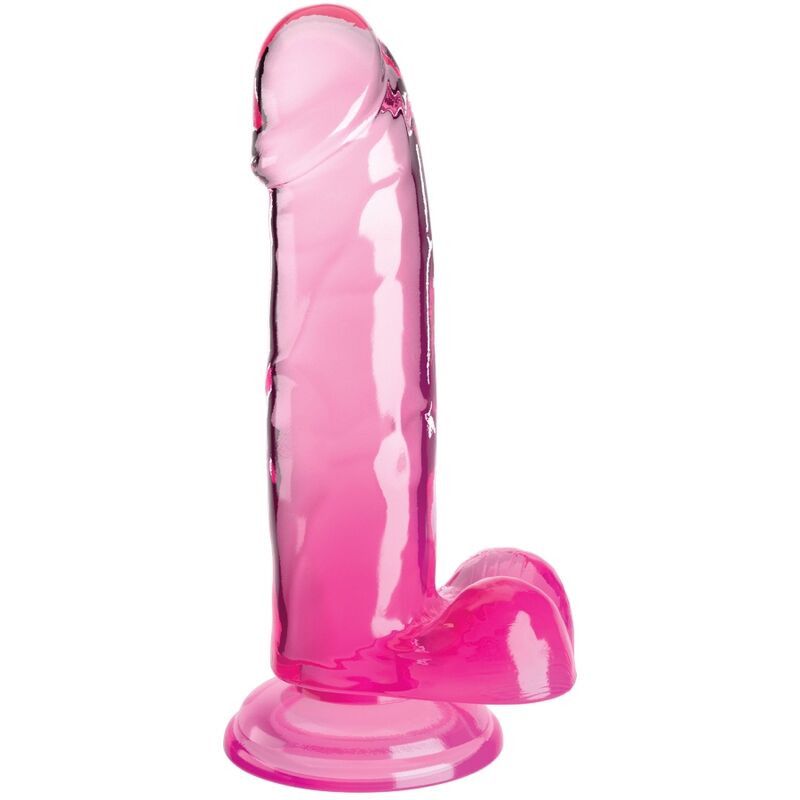 Clear Pink Realistic Penis With Balls 15.2cm