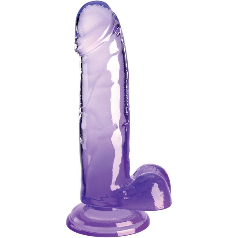 Clear Realistic Purple Dildo with Balls 15.2cm