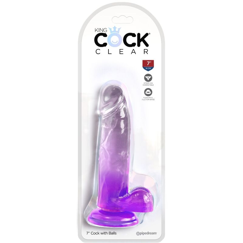 Clear Realistic Purple Dildo with Balls 15.2cm
