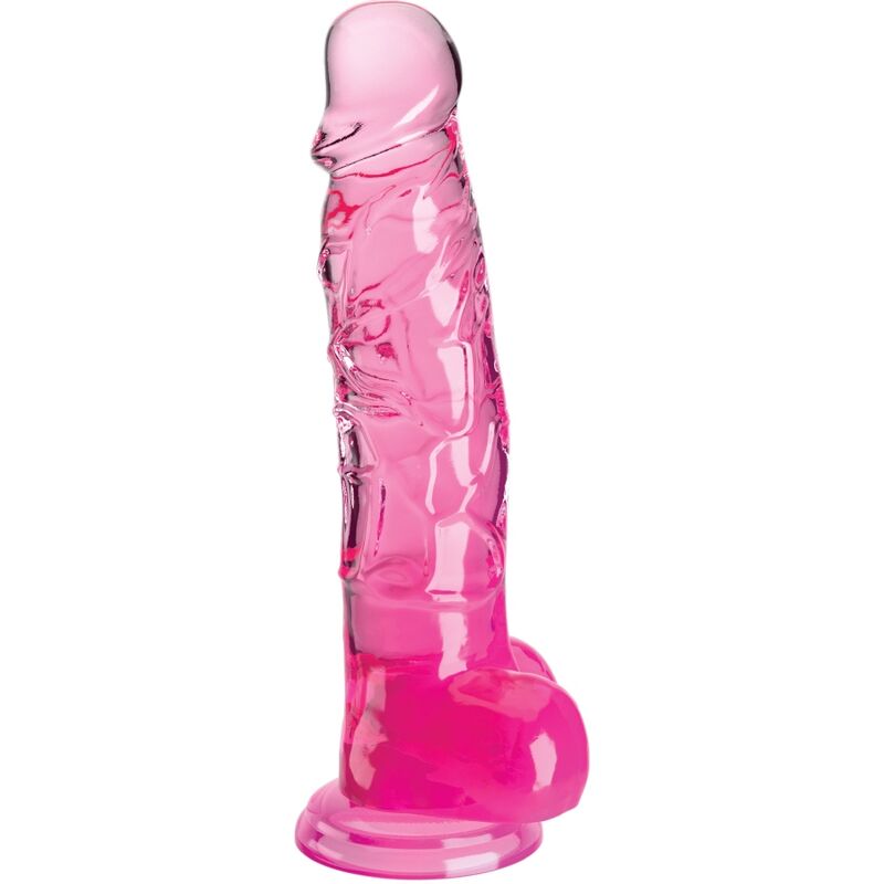 Clear Realistic 16.5cm Pink Dildo