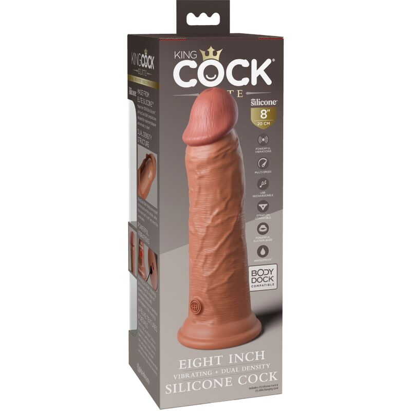 Elite Silicone Vibrating Dildo 20.3cm Caramel