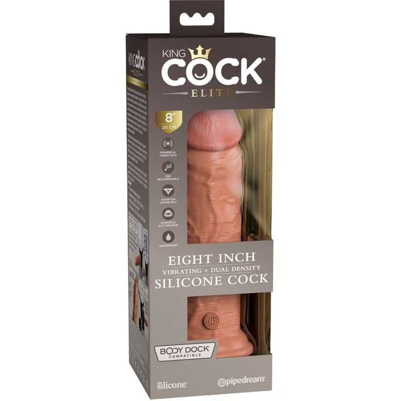 Elite Silicone Vibrating Dildo 20.3cm Caramel