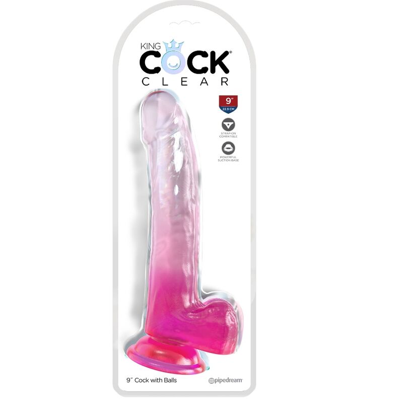 Clear Pink Dildo With Testicles 20.3 Cm