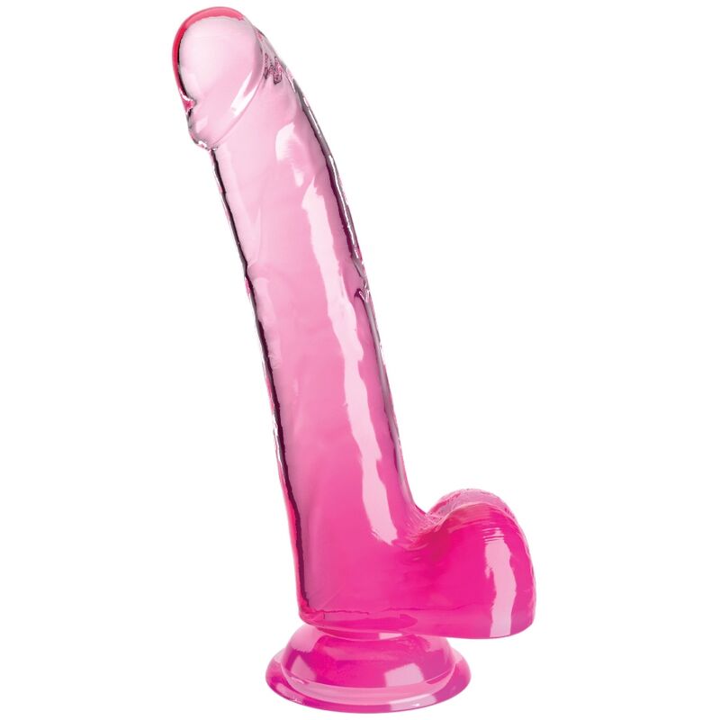 Clear Pink Dildo With Testicles 20.3 Cm