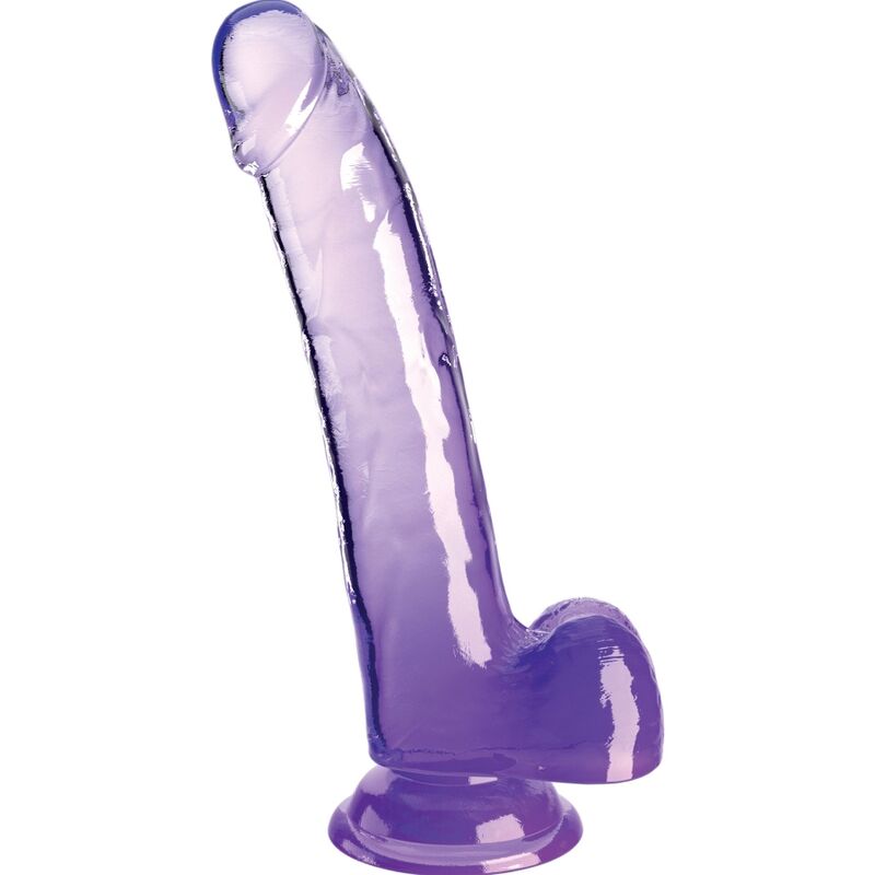 Dildo Cristalino Roxo de 20 cm com Testículos