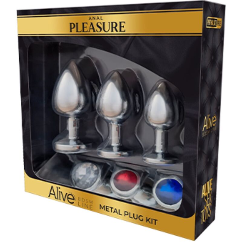 Kit de 3 Plugs Anales Metálicos para Placer