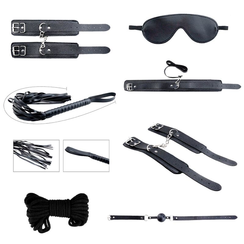Secret Desires 7-Piece BDSM Kit, Black