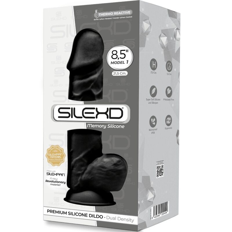 Model 1 Realistic Silicone Penis - Black 21.5cm