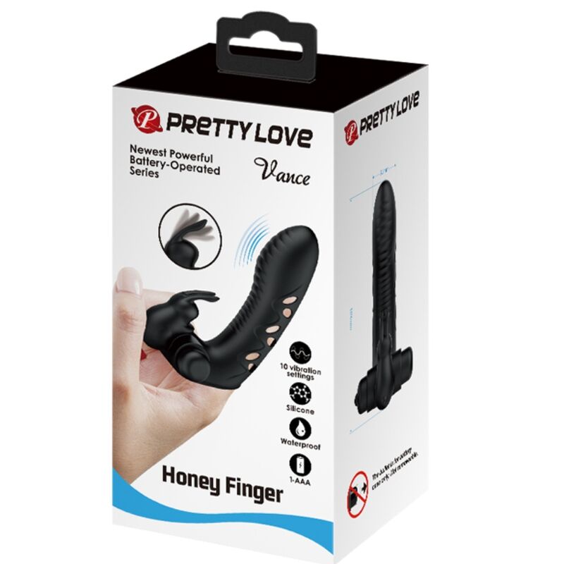 Vibrador de dedo con forma de conejo Vance Black