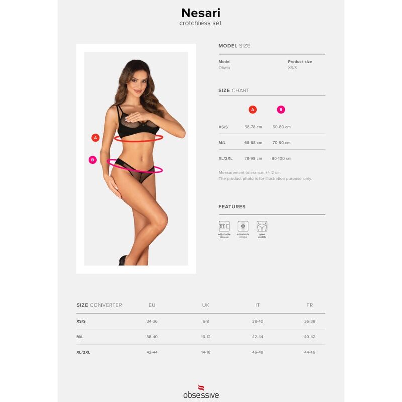 Nesari Two-Piece Crotchless Lingerie Set