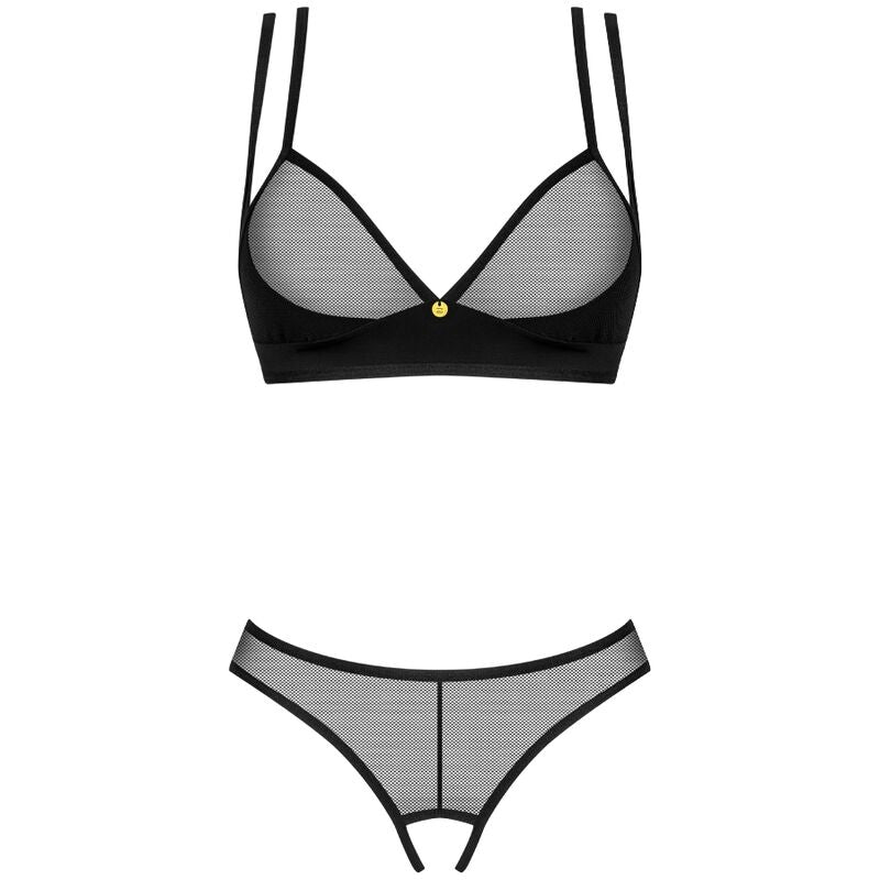 Nesari Two-Piece Crotchless Lingerie Set