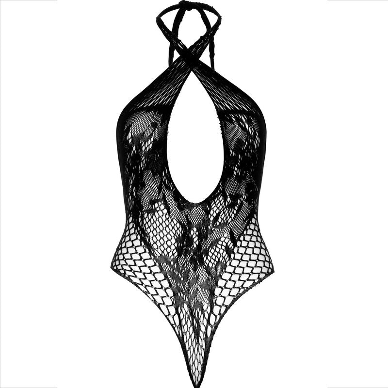 Black Lace Halter Teddy Lingerie
