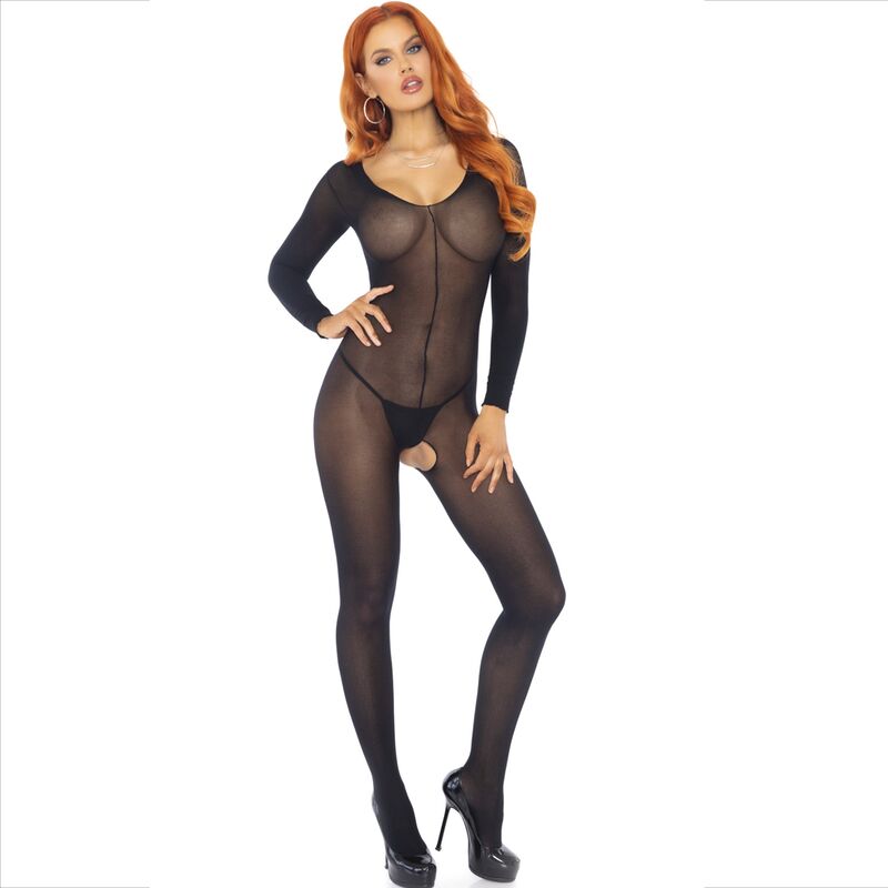 Seductive Black Long Sleeve Bodystocking
