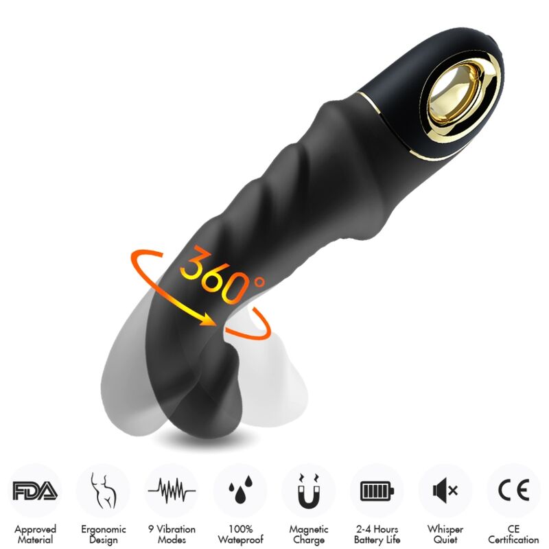 Joyblade Rotating Vibrating Dildo - Black