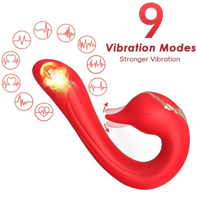 Vibrador Delfin con Calor y Múltiples Posiciones - Rojo