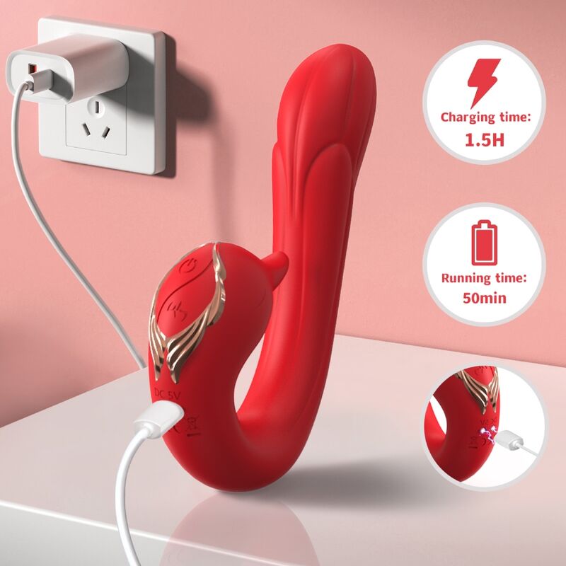 Vibrador Delfin con Calor y Múltiples Posiciones - Rojo