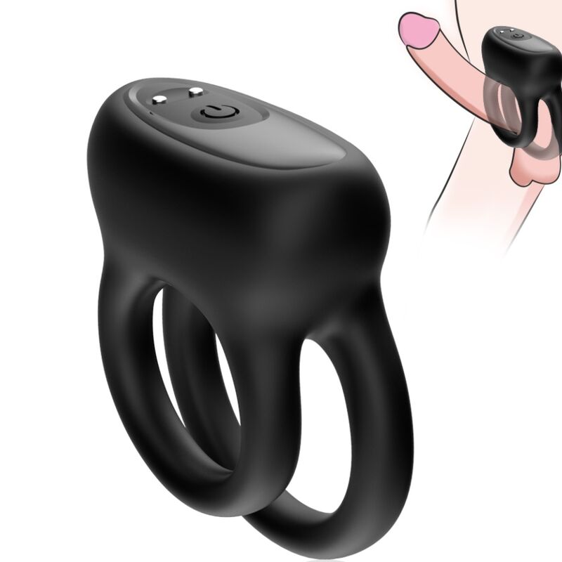 Vibrador con Doble Anillo Negro