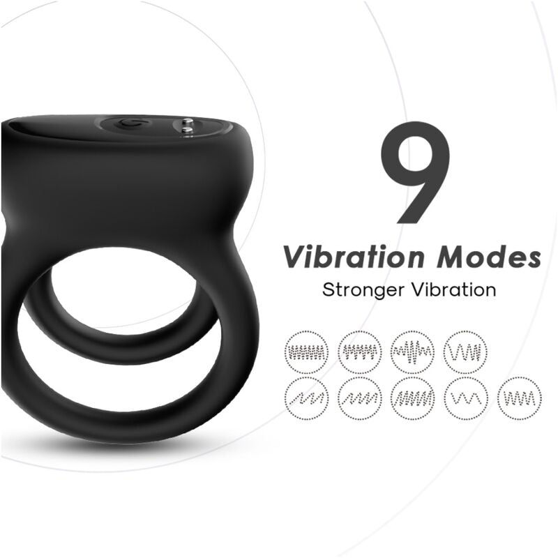 Vibrador con Doble Anillo Negro