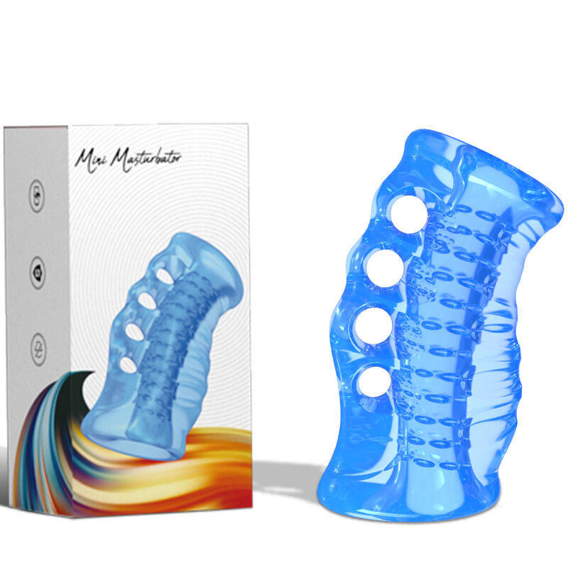 Masturbador de Dedo de Silicona Azul