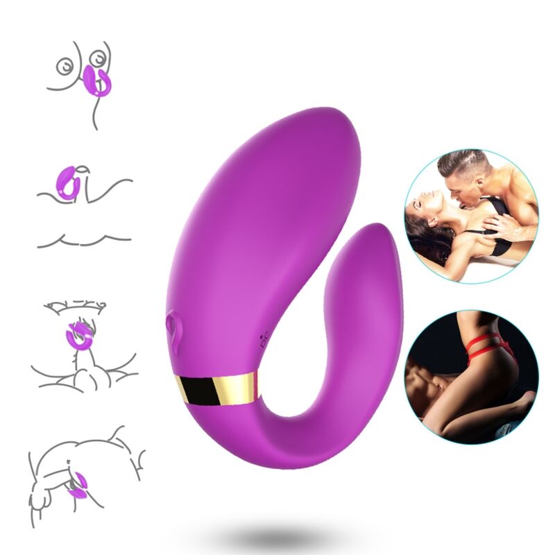 Purple Crescent Remote Control Couples Vibrator