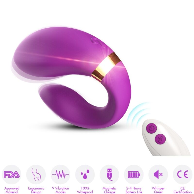 Purple Crescent Remote Control Couples Vibrator