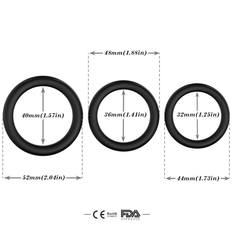 Anillo de Erección Triple de Silicona - Negro