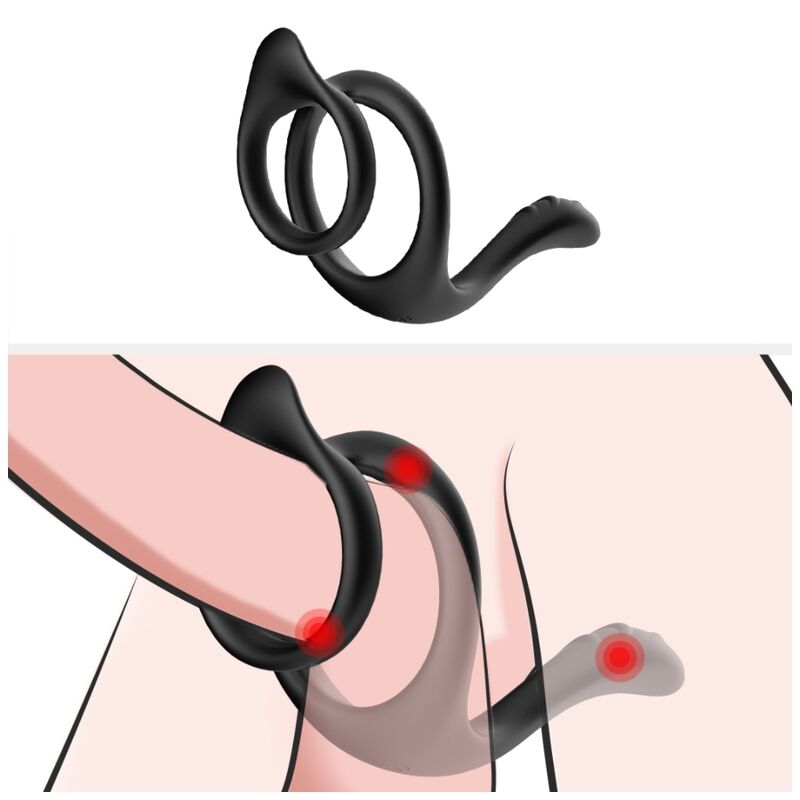 Black Double Anal Ring with Tail