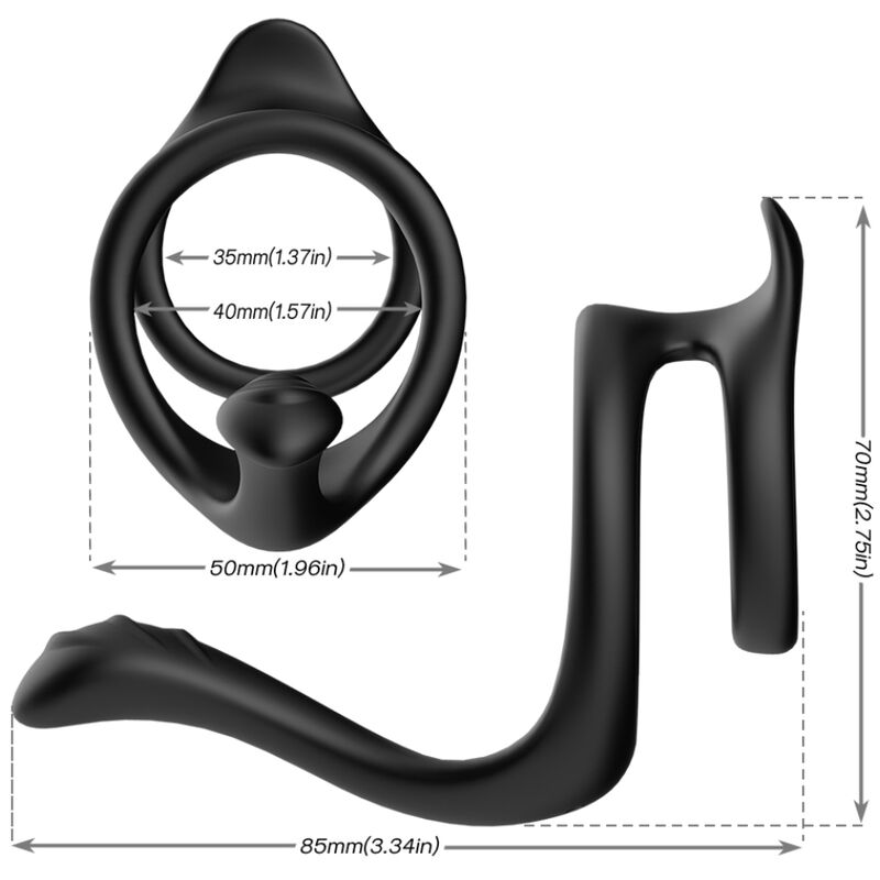 Black Double Anal Ring with Tail