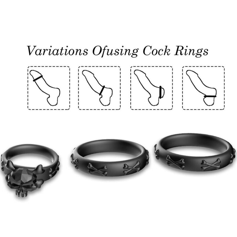 Black Silicone Calavera Rings